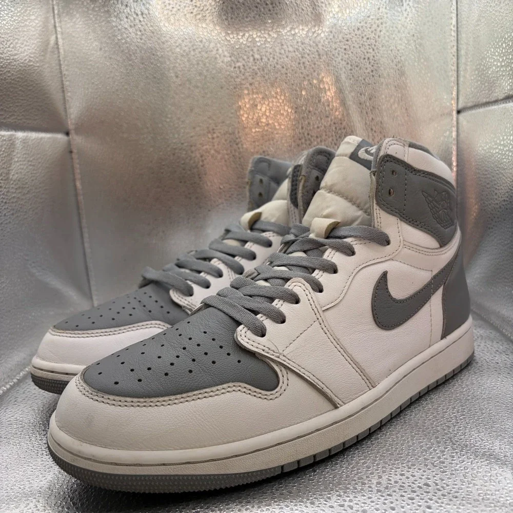Size 11.5 Air Jordan 1 Retro High OG‎ Stealth White Gray Mens Shoes 555088-037